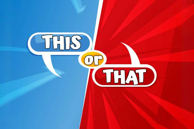 Logo with red and blue background, featuring 