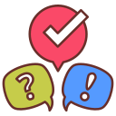 Three speech bubbles with question marks - a visual representation of confusion or uncertainty.