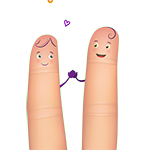 Two fingers forming a heart shape, symbolizing love and affection.